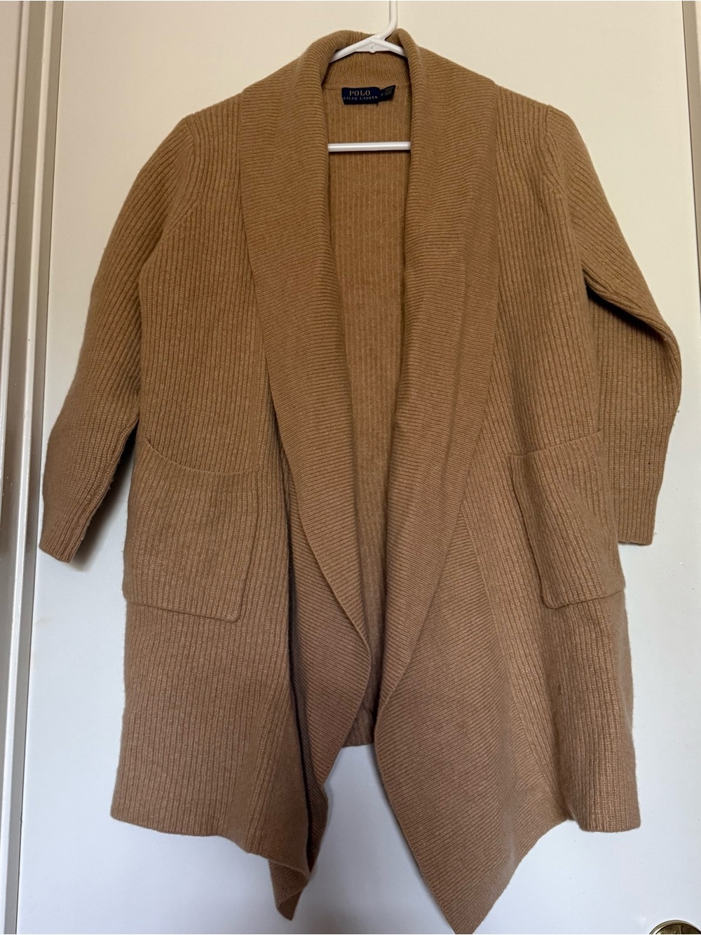 Polo Ralph Lauren | tan merino wool and cashmere ribbed cardigan